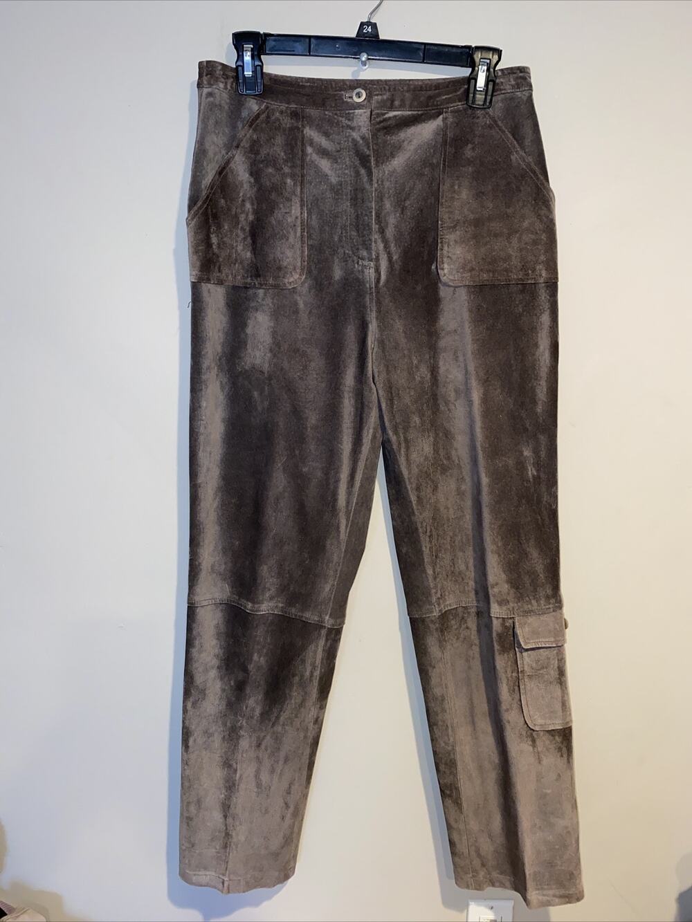 J. Jill Womens Vintage Brown Suede Leather Straight Leg Pants Lined Size 8